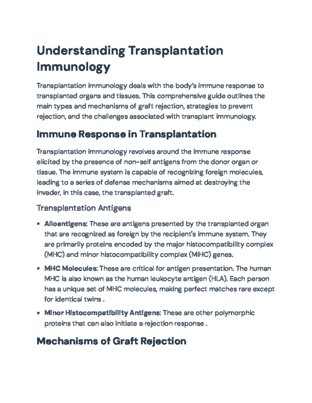Transplantation Immunology: Mechanisms, Rejection Types & Therapy ...