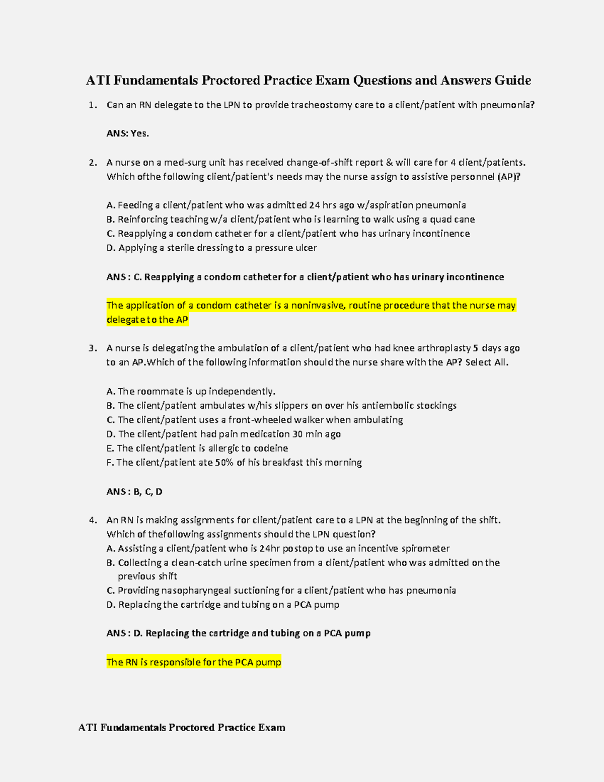ATI Fundamentals Proctored Practice Exam: Key Questions & Answers Guide ...