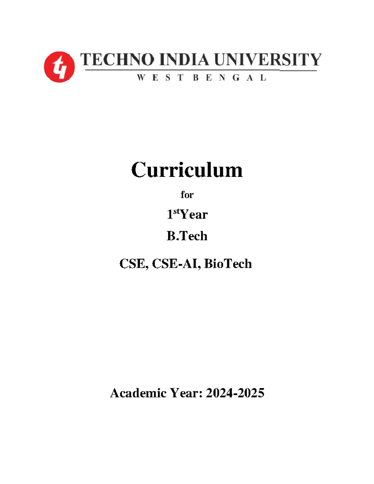 First Year BTech Syllabus for CSE, AI & BioTech - 2024 Academic Year ...