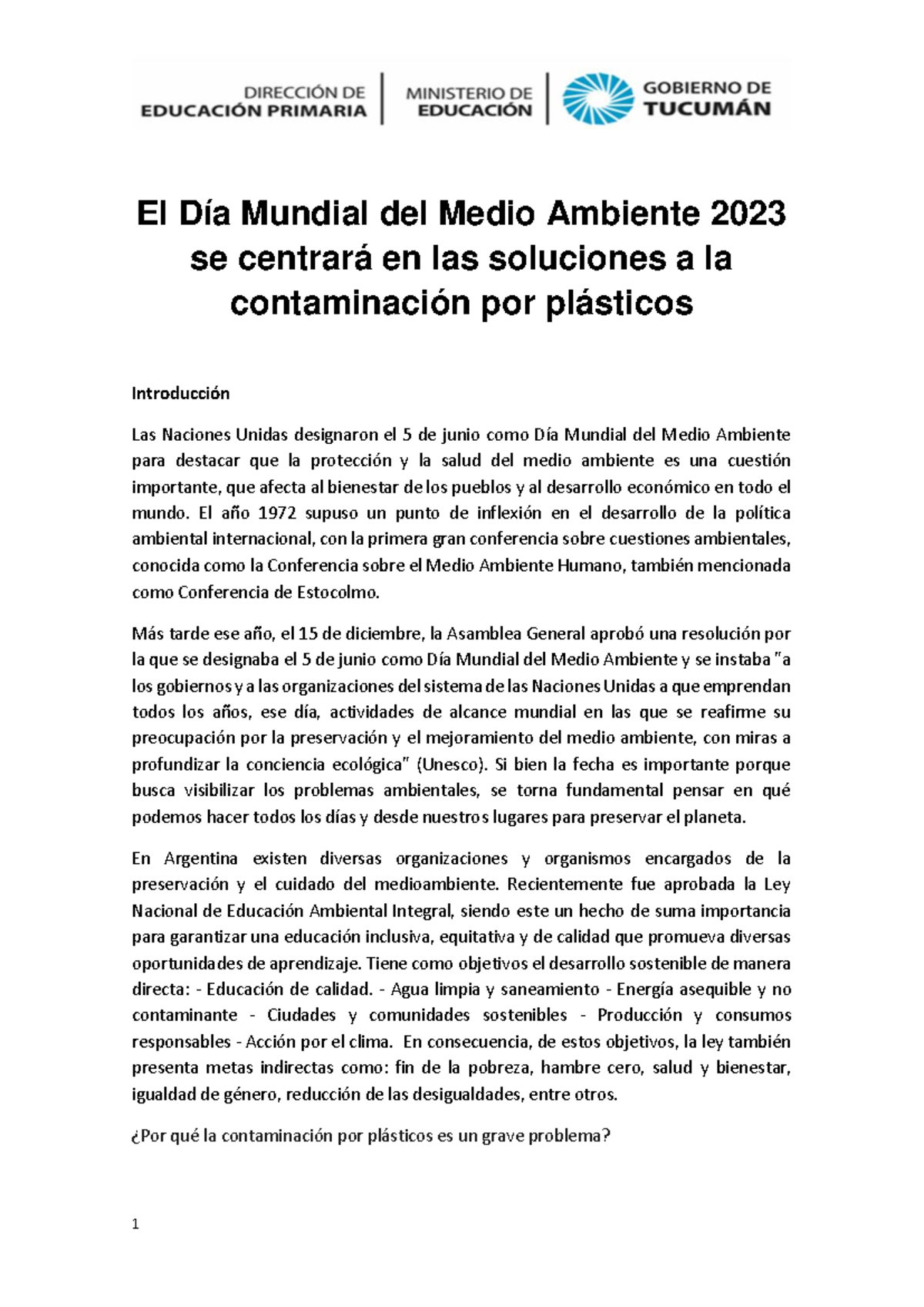 5 de Junio Dia Mundial del Medio Ambiente - El Día Mundial del Medio ...
