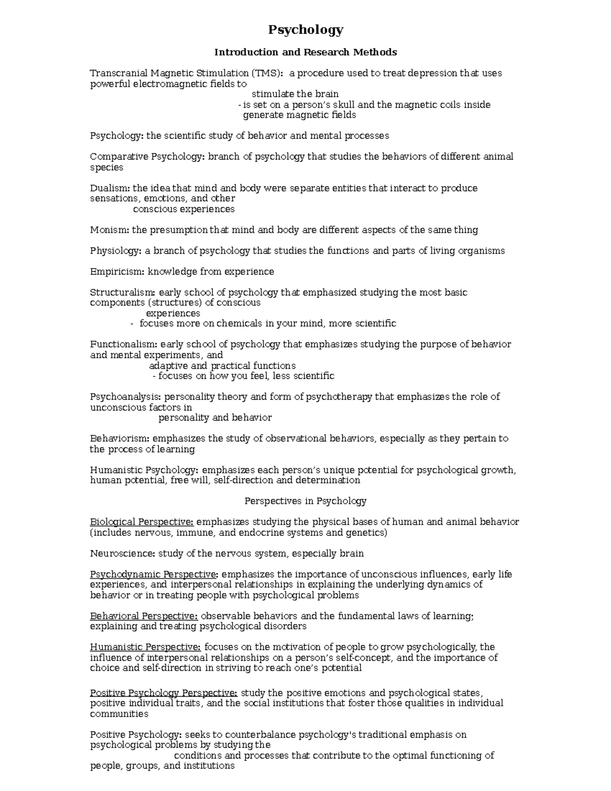 Psychology 101 - Comprehensive Notes on Key Concepts and Theories - Studocu