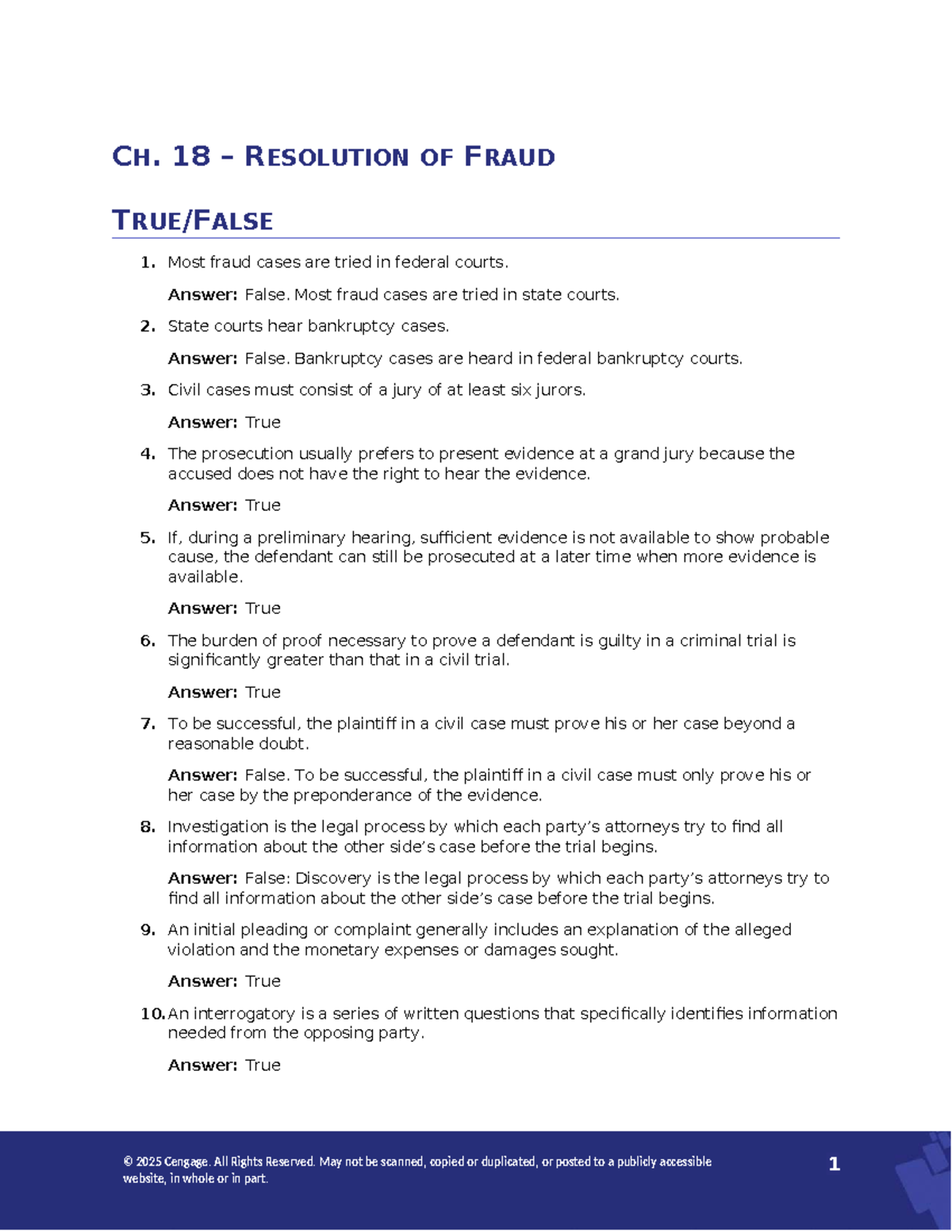 Ch. 18 Solutions: Understanding Fraud Resolution and Legal Processes ...