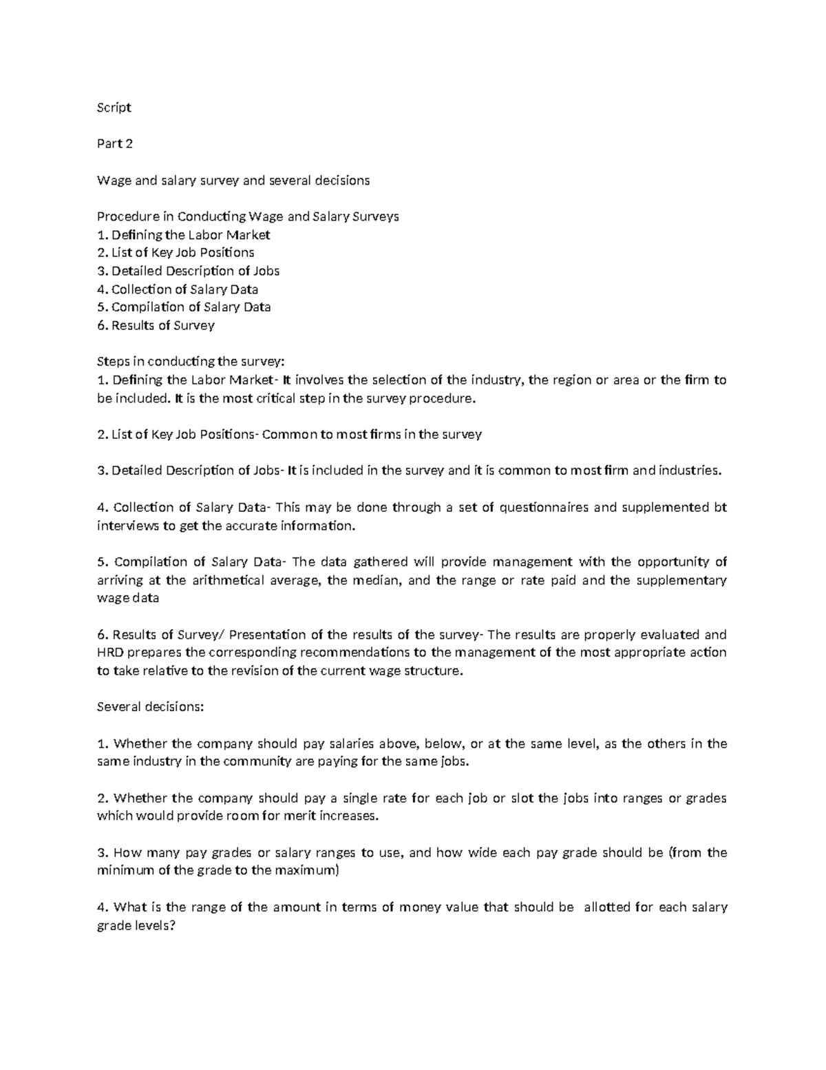 Script hrm - collection of activities in hrm - Script Part 2 Wage and ...