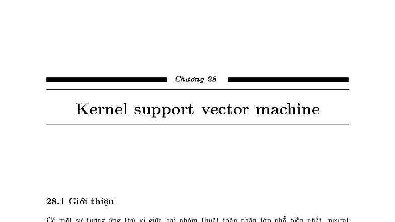 Chương 28: Kernel Support Vector Machine - Giới thiệu và Ứng dụng - Studocu