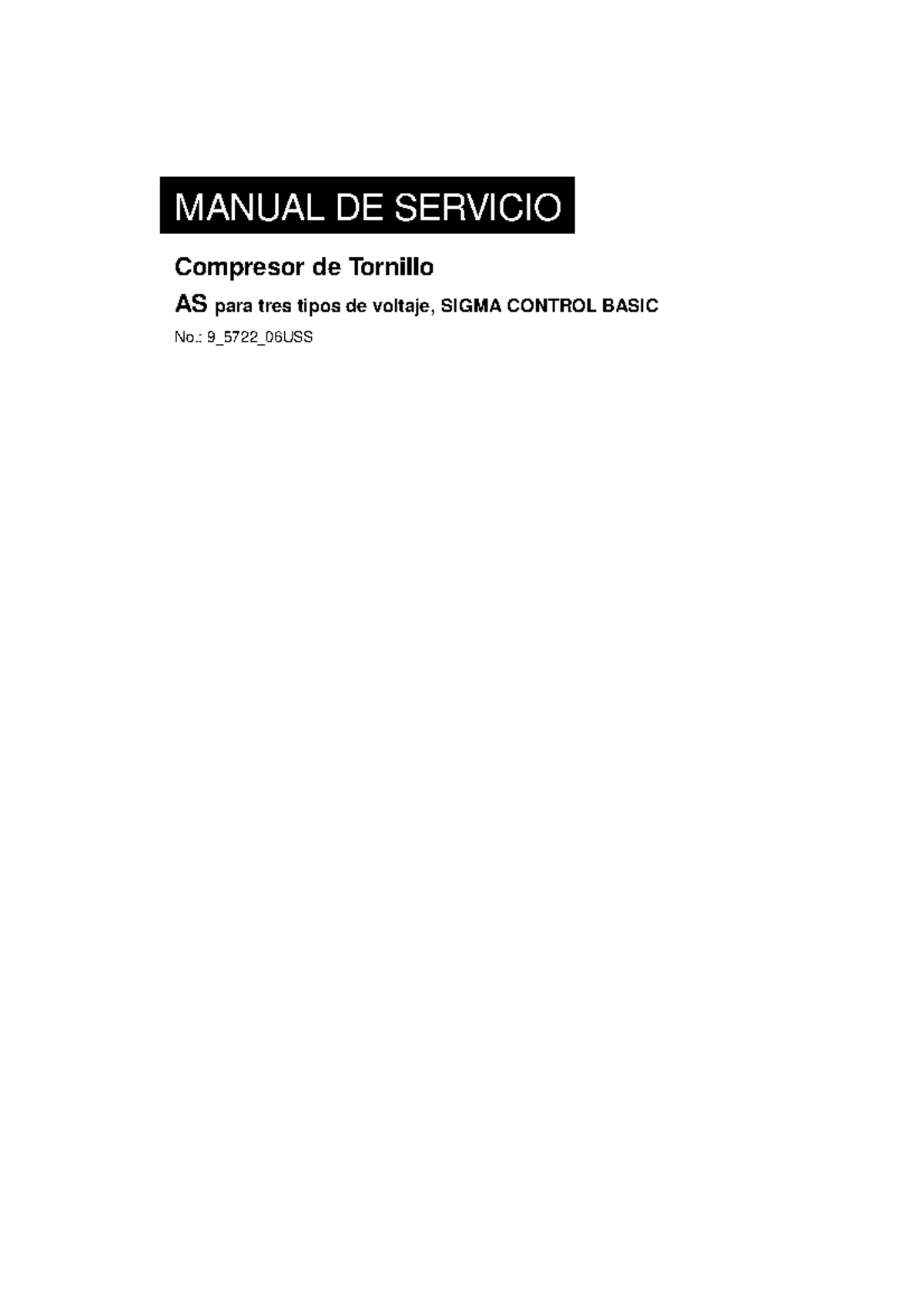 Guía de Servicio del Compresor Kaeser 297648163 - Modelo SIGMA CONTROL ...