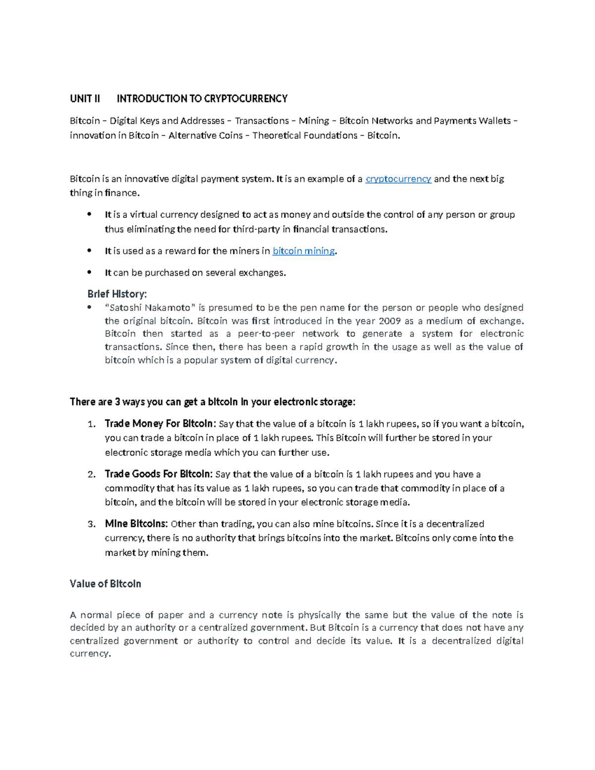 Bitcoin Addresses and Keys: Understanding Cryptocurrency Transactions -  Studocu
