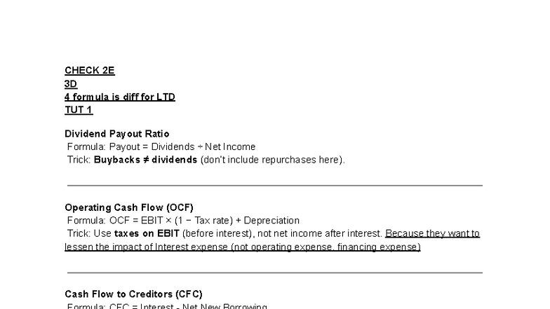 FIN formula Summary (mainly for first 6 weeks) - CHECK 2E 3D 4 formula ...