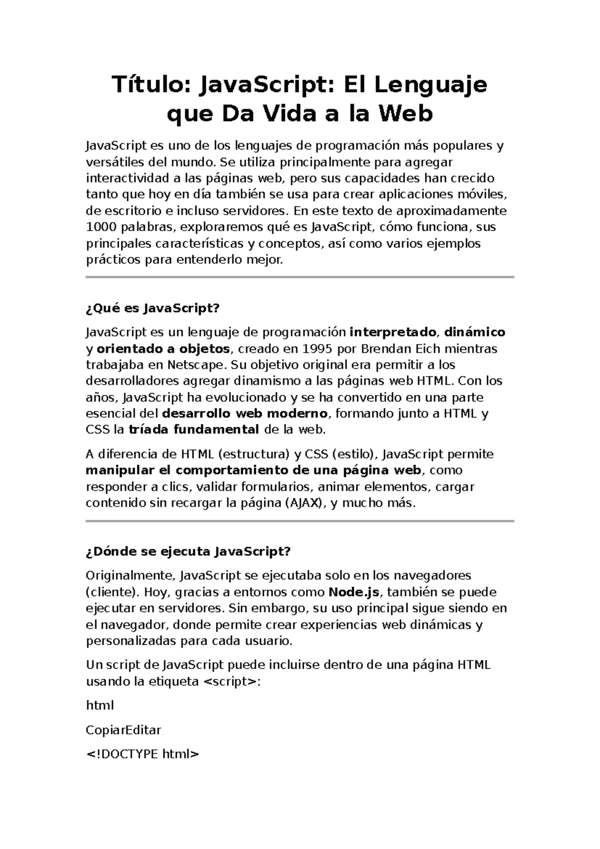 JavaScript: Lenguaje Esencial para el Desarrollo Web Moderno - Studocu