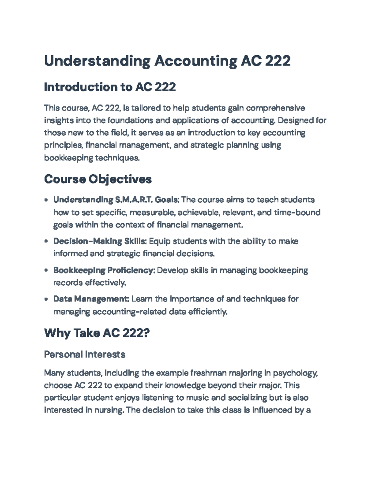 Understanding Accounting Fundamentals - AC 222 Overview and Insights ...