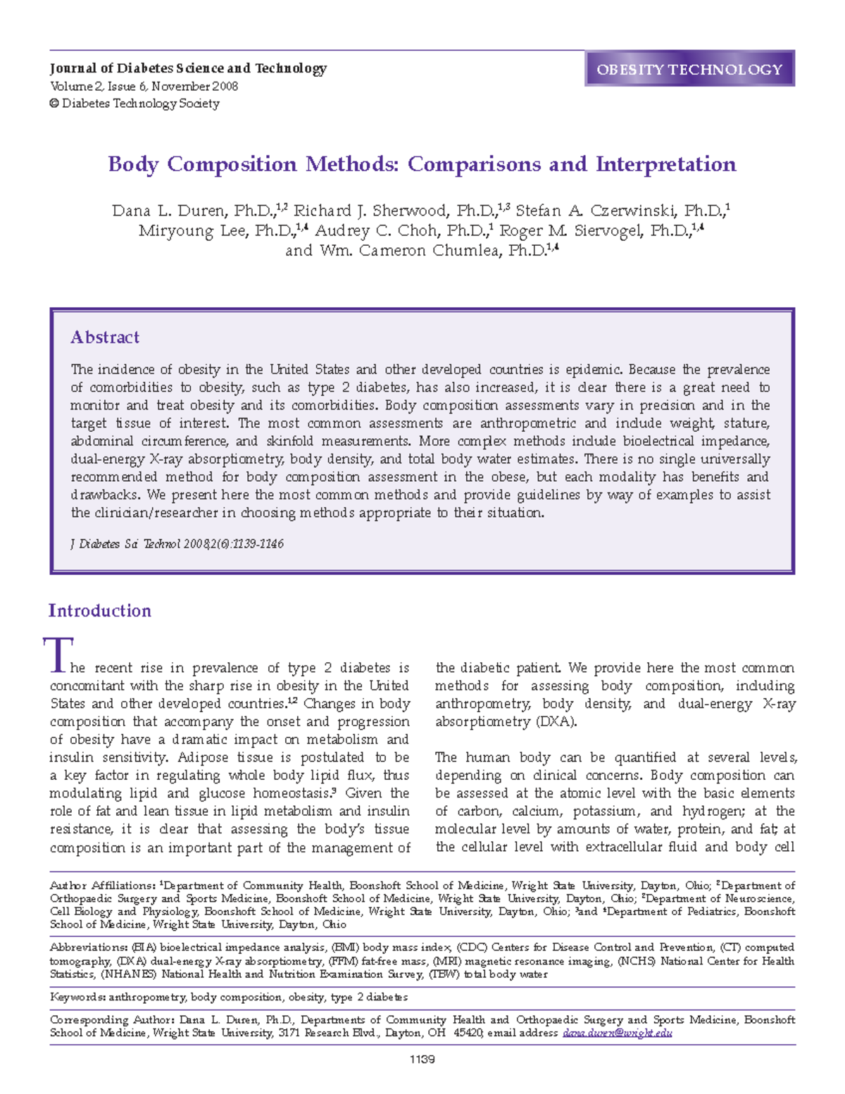 Body Composition Assessment Methods in Obesity: A Review (J Diabetes ...