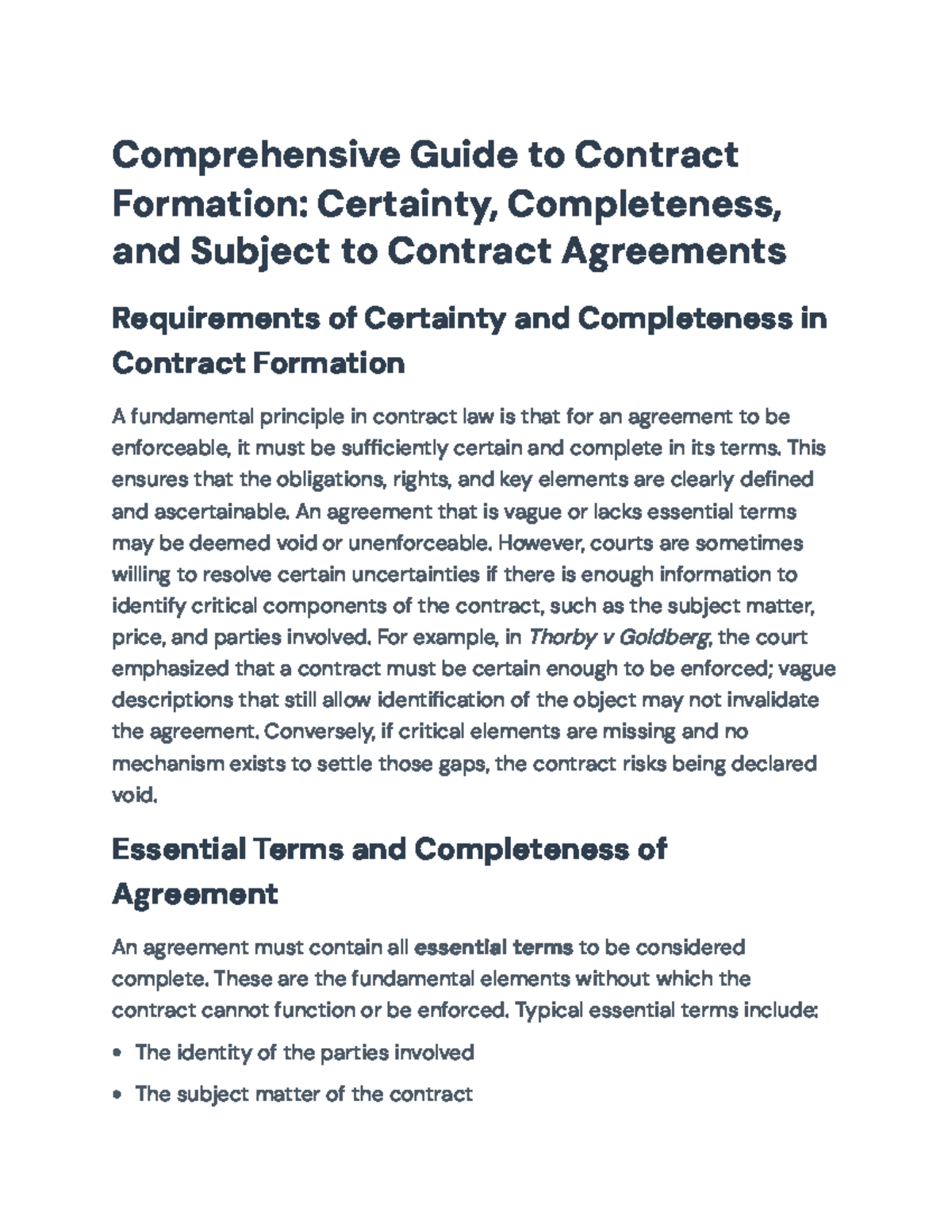 Comprehensive Guide to Contract Law: Certainty & Completeness ...