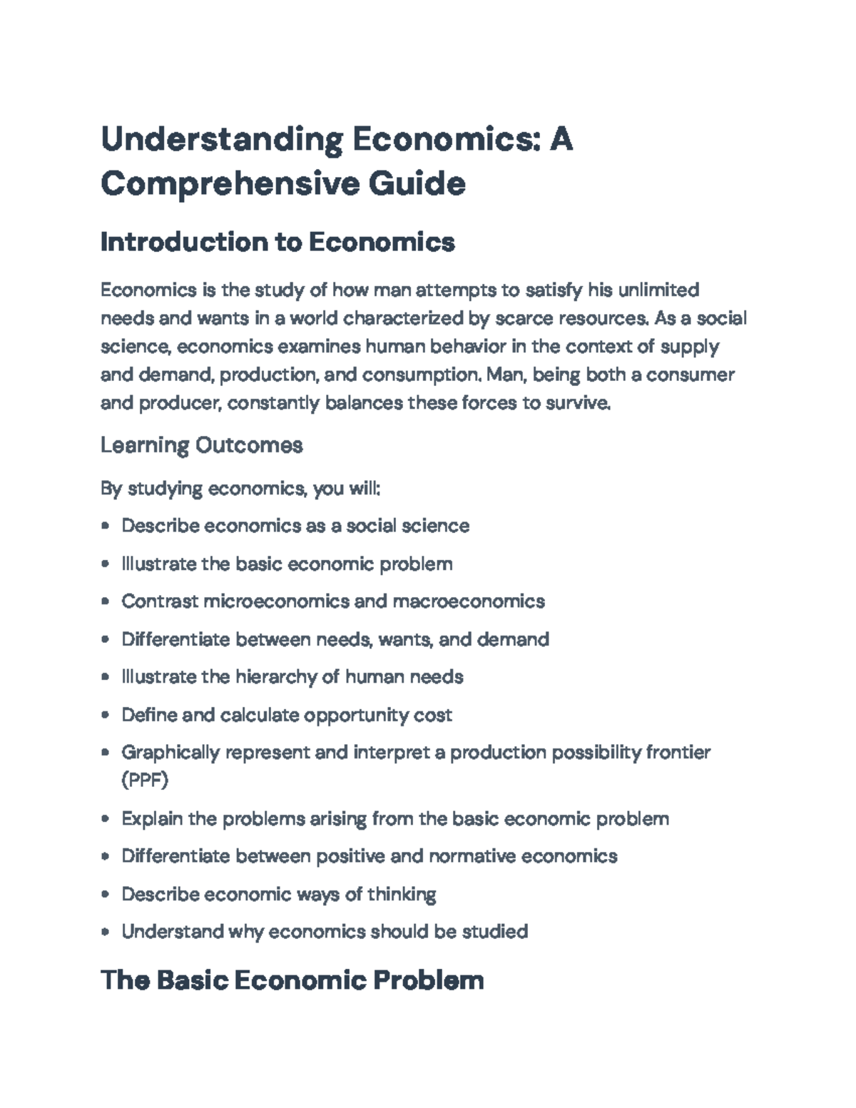 Understanding Economics: Concepts, Theories, and Applications - Course ...