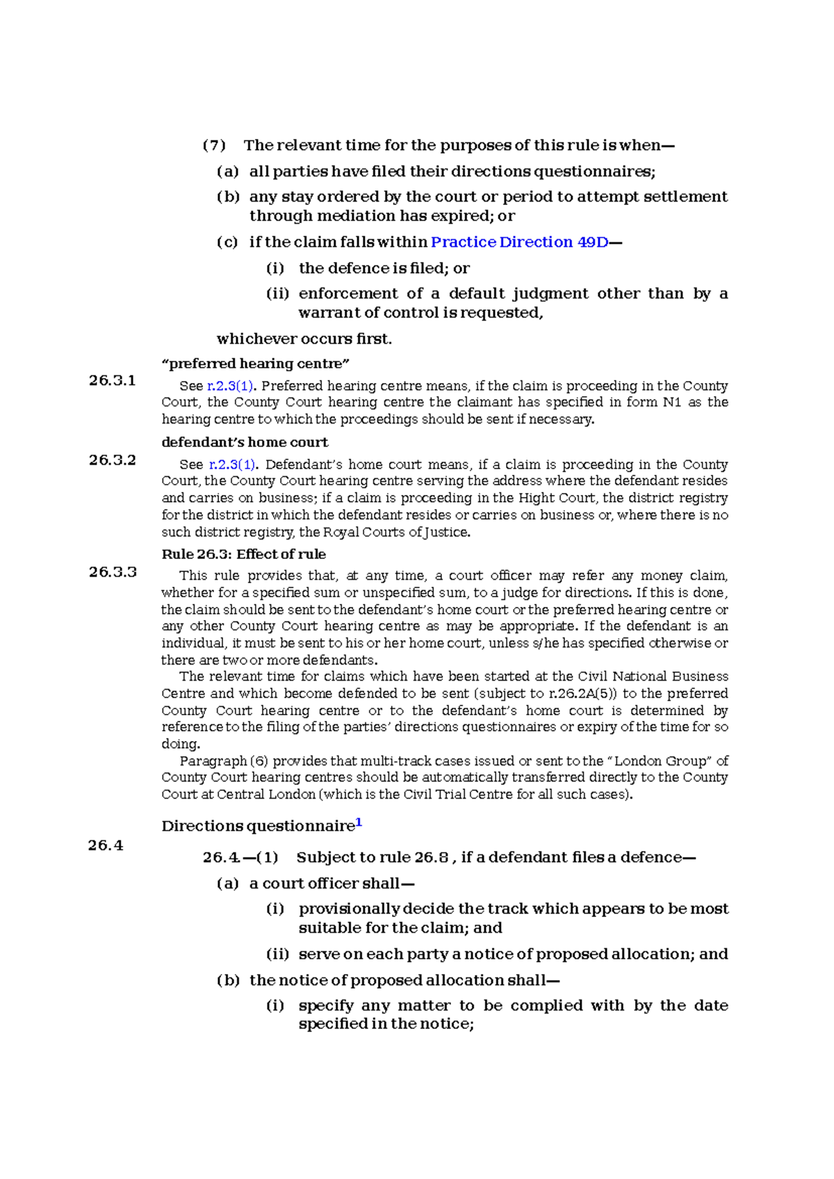 CPR 26: Understanding Relevant Time and Directions Questionnaire - Studocu