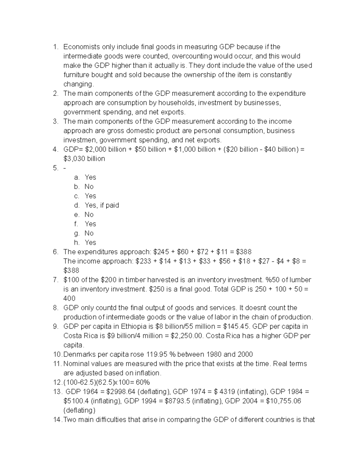 Measuring Domestic Output and National Income Study Questions ...