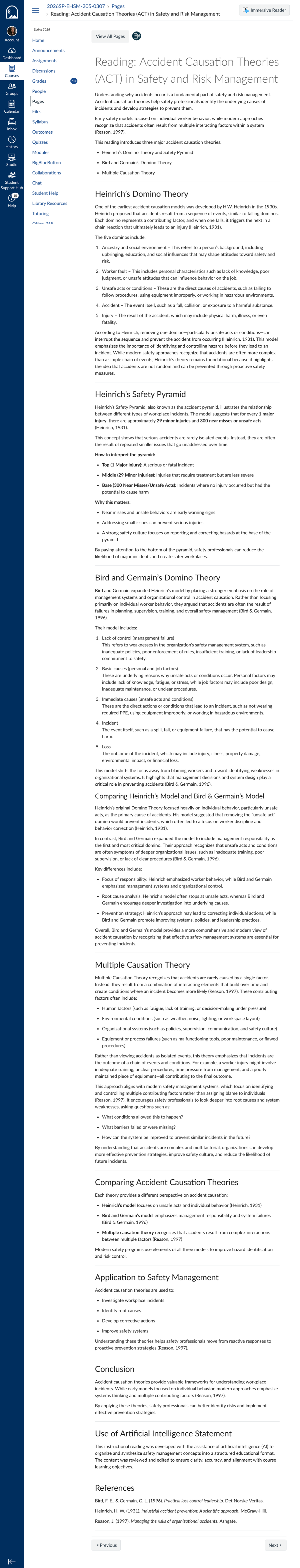 Reading: Accident Causation Theories (ACT) in Safety & Risk Management ...