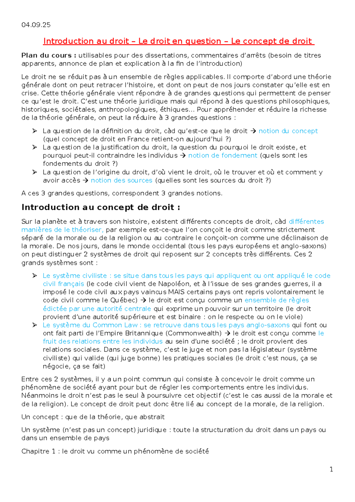 2.1 Introduction au Droit : Concepts et Théories Juridiques - Studocu