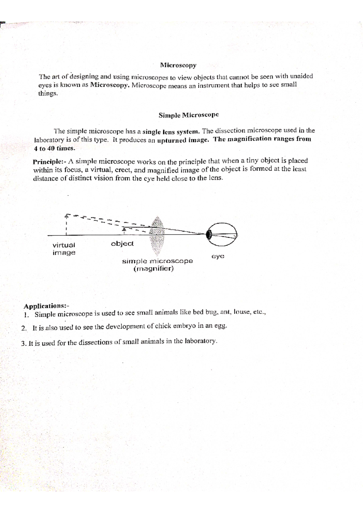 III Sem Zoology Practical Notes on Microscopy & Laboratory Equipment ...