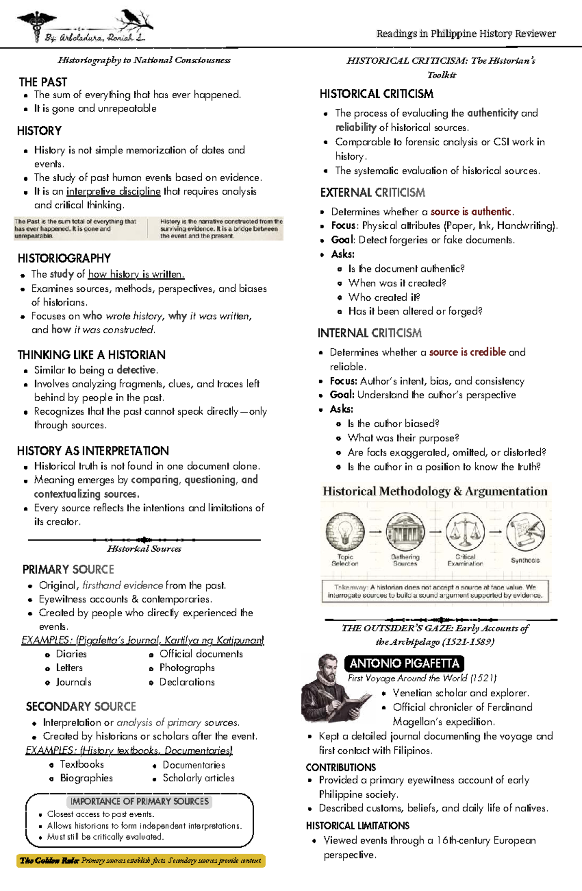 Readings in Philippine History Reviewer: From Historiography to ...