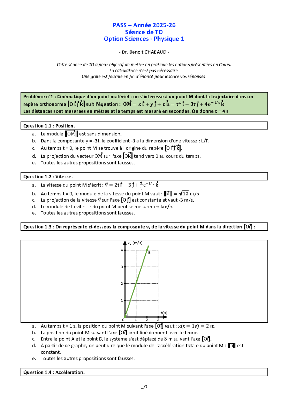 TD Physique 1 PASS 2025 2026: Problèmes et Solutions Studocu TD Physique 1 PASS 2025 2026: Problèmes et Solutions Studocu