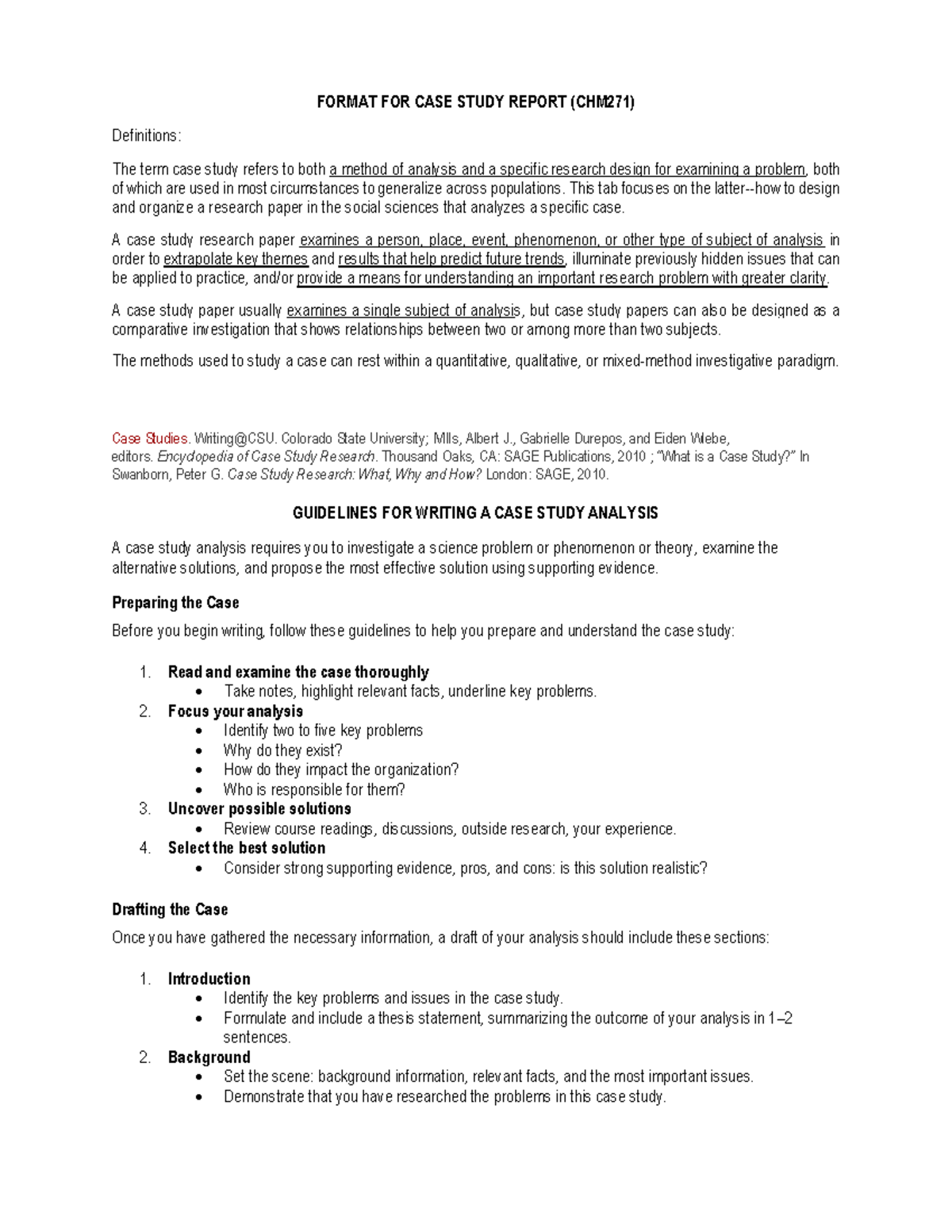 CHM271 Case Study Report Format Guidelines and Essentials - Studocu