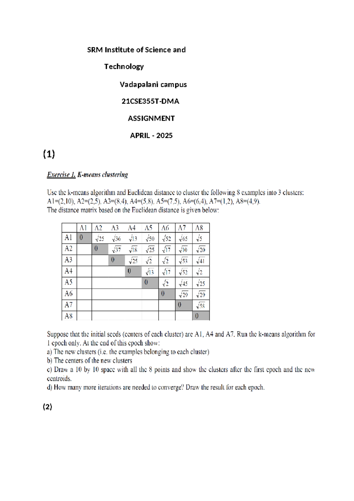 DMA Assignment-April 2025 - Data Mining And Analytics - SRM Institute ...