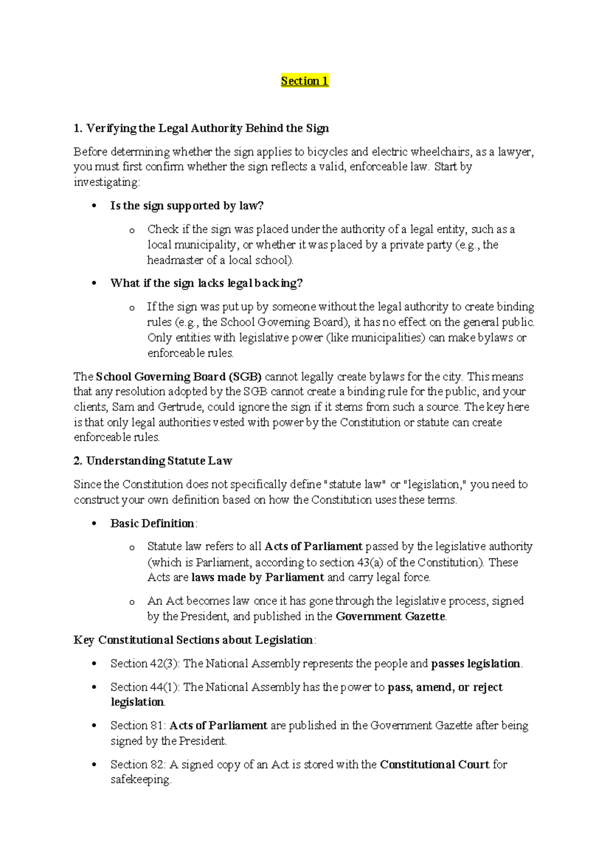 Week 1 - STI week 1 study notes - Section 1 1. Verifying the Legal ...