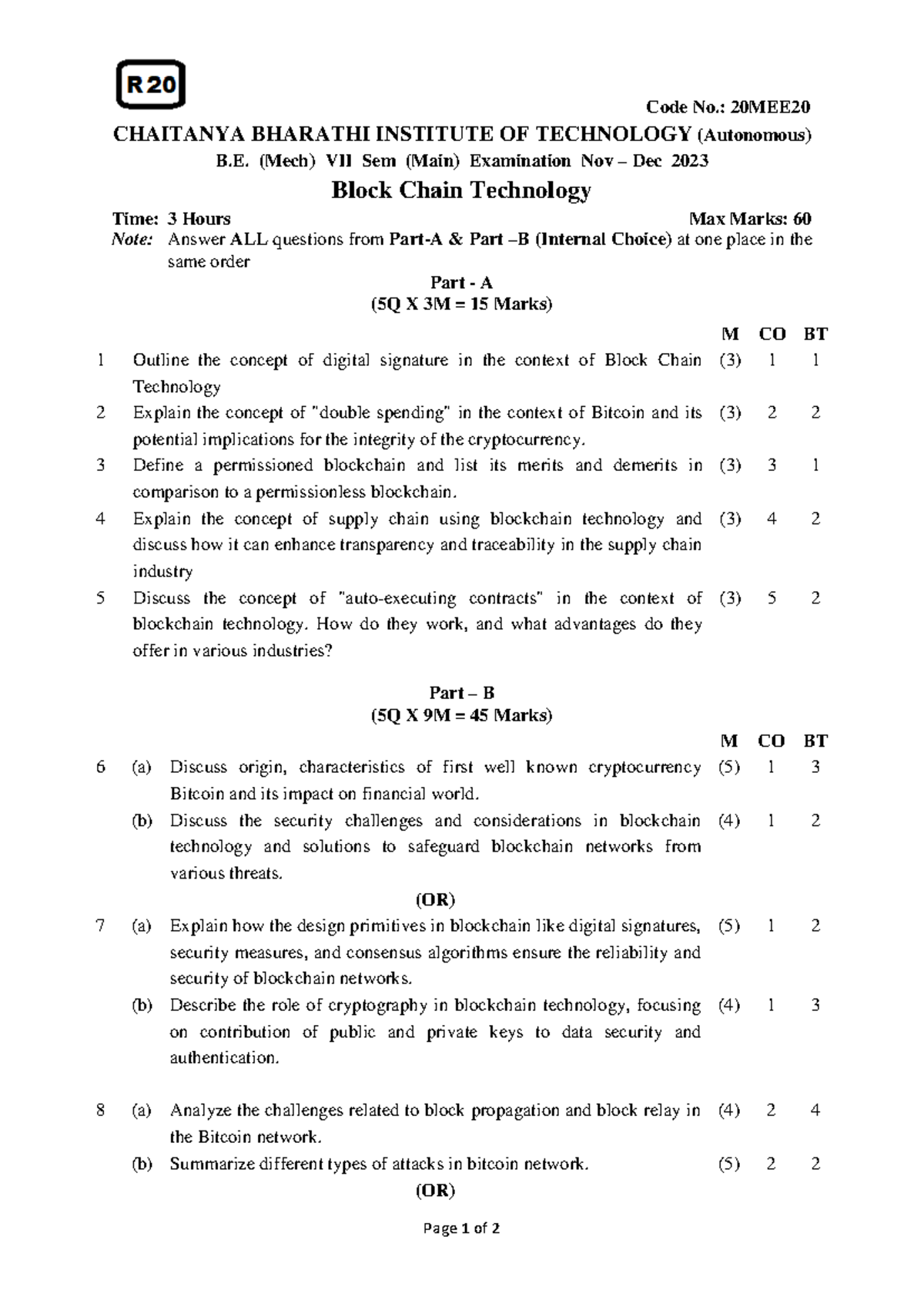 Block Chain Technology Exam Notes - 20MEE20 - Studocu