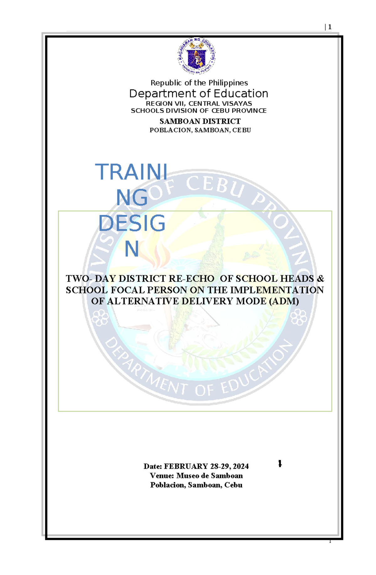 ADM-Activity-design - ADM - Republic of the Philippines Department of ...