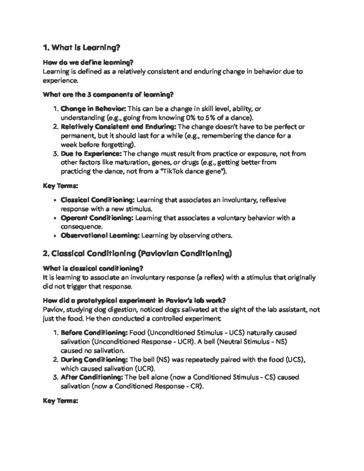 Psychology Lecture Notes: Learning Theories (PSY 101) - Studocu