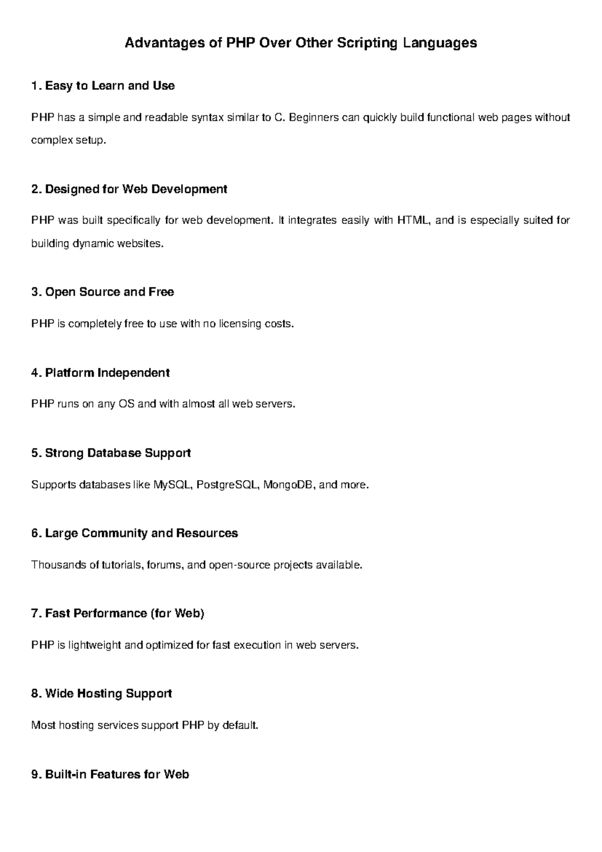 Advantages of PHP Over Other Scripting Languages - PHP 101 - Studocu