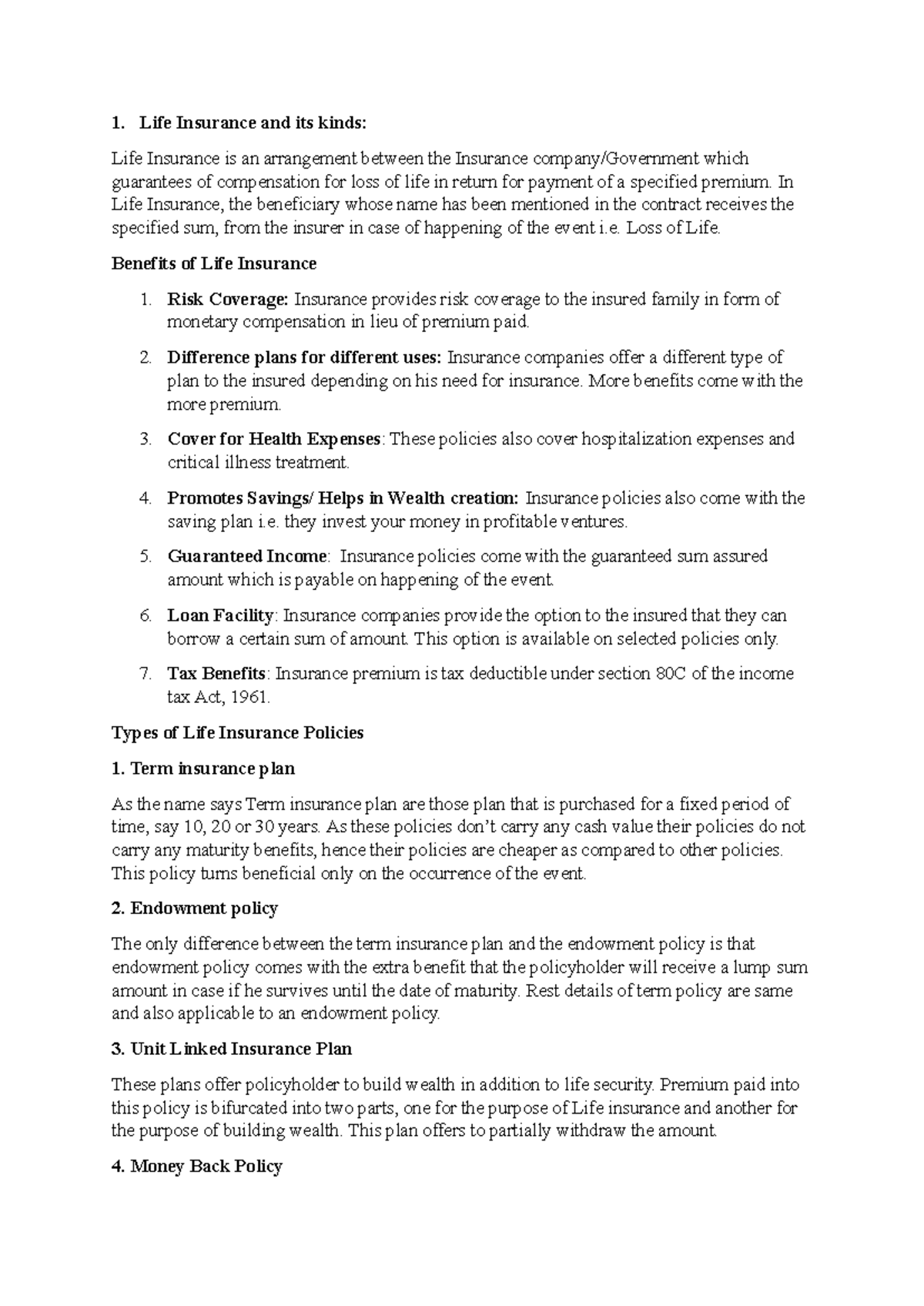 Life Insurance Overview and Types: Key Insights and Benefits - Studocu