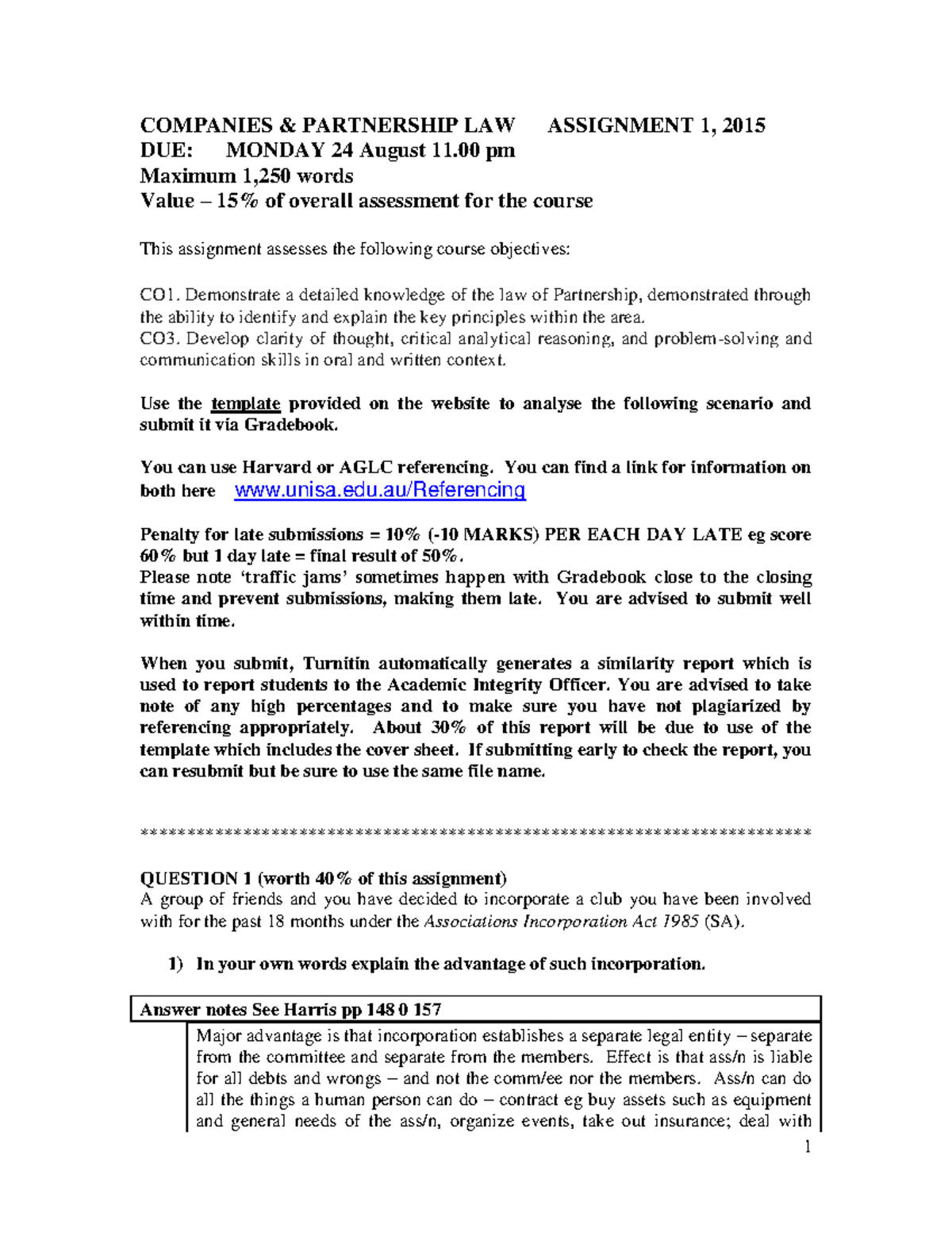 2015 +COML+2005 +Assignment+1+answer+notes+for+students - COMPANIES ...