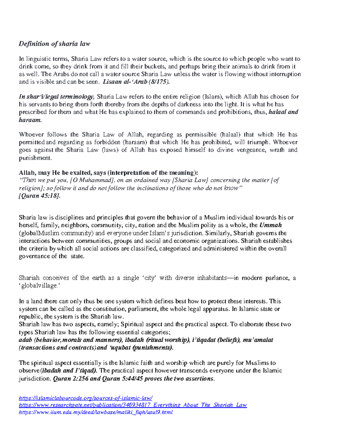 Sharia LAW: Comprehensive Explanation and Sources Analysis - Studocu