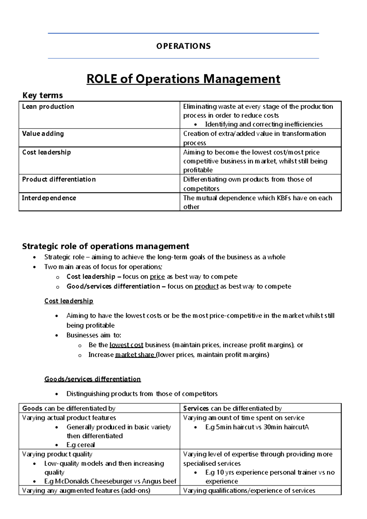 Ayush - Operations Management Notes: Key Concepts & Strategies - Studocu