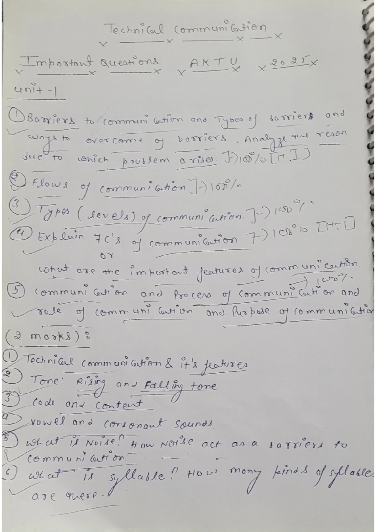 Technical Communication Important Questions for Exam AKTU 2025 - Studocu