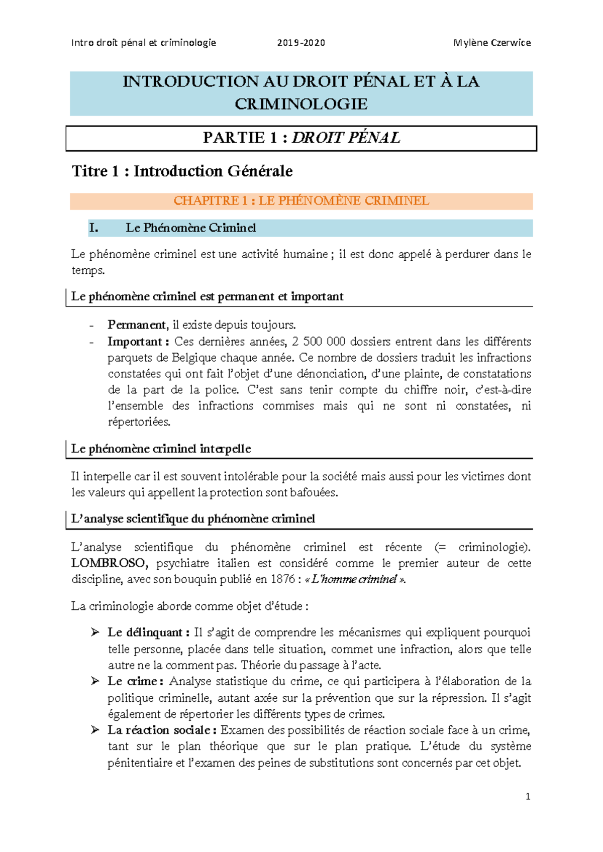 Penal - INTRODUCTION AU DROIT PÉNAL ET À LA CRIMINOLOGIE PARTIE 1 ...