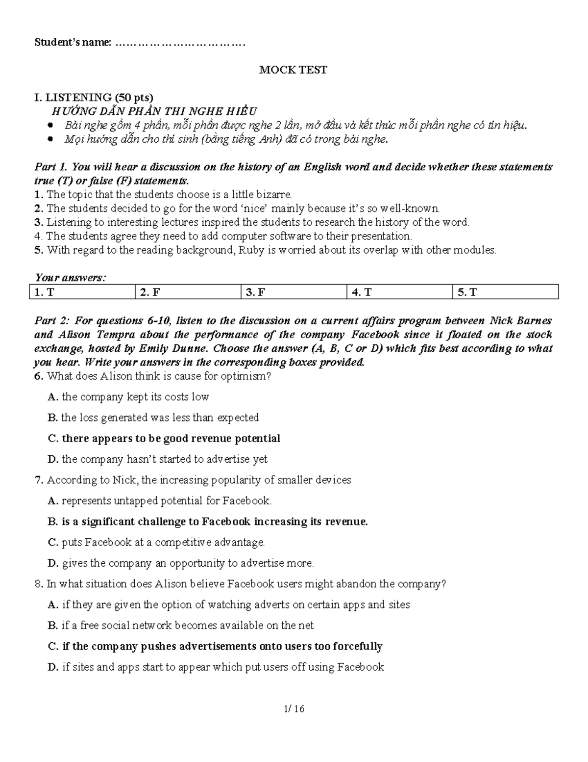 Preparatory Notes for English Exam (ENG 12 - Global Success) - Studocu