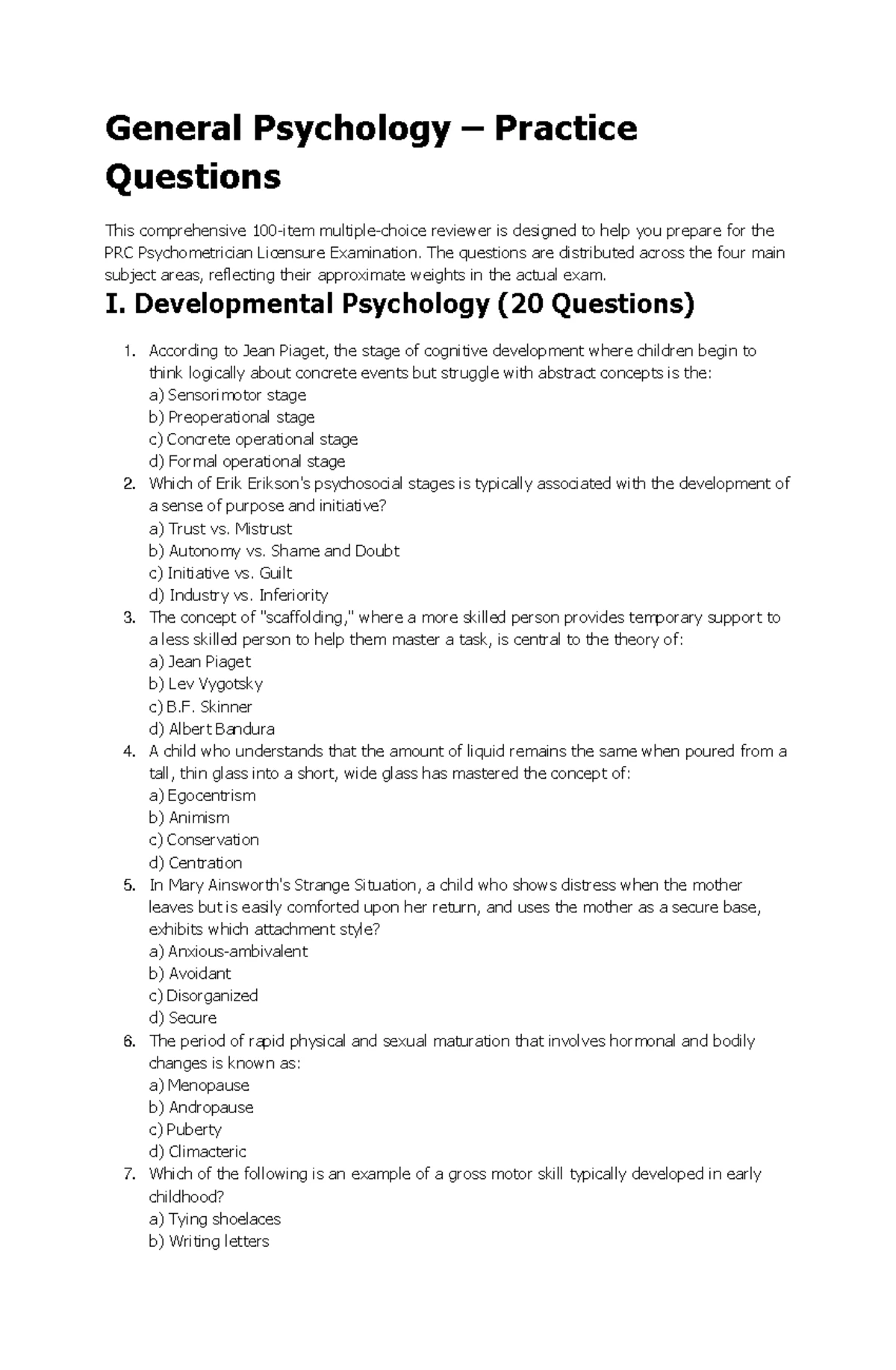 Practice Questions - PSY 1: Industrial-Organizational Psychology Review ...