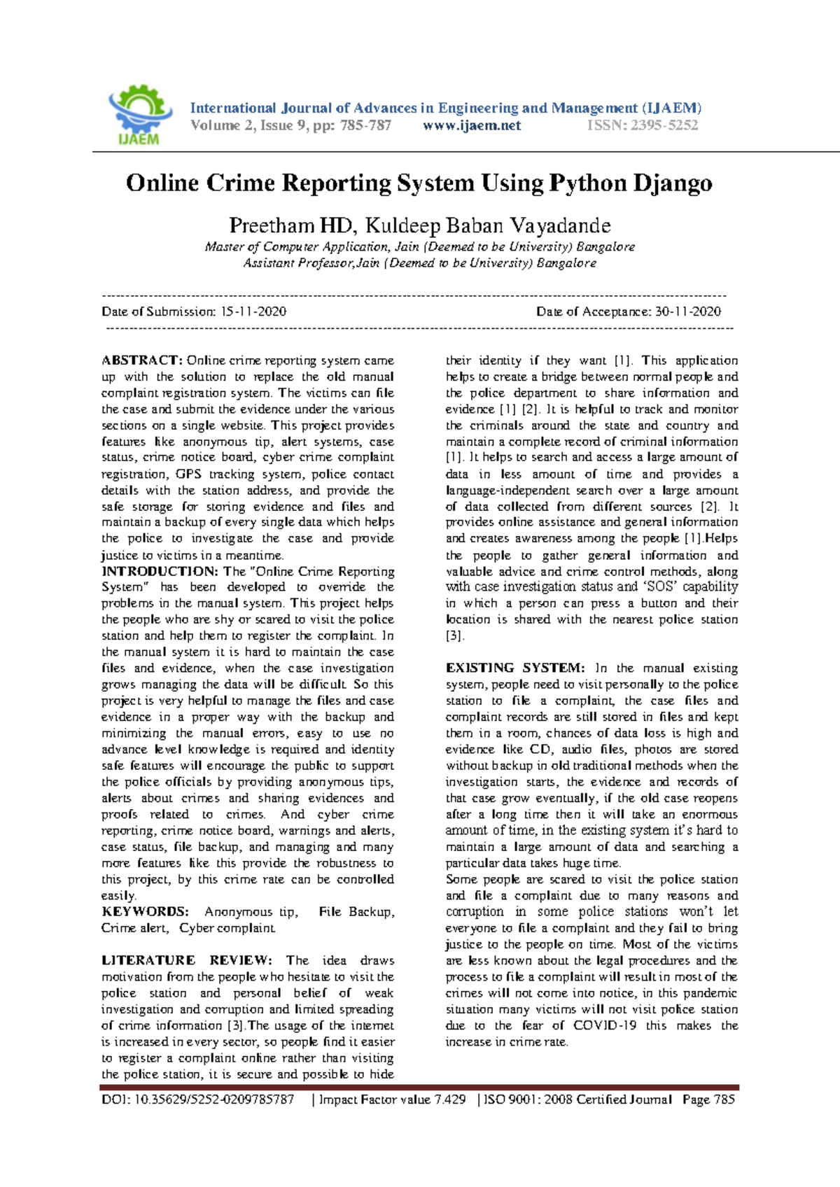 Online Crime Reporting System Using Python Django (MCA Project) - Studocu