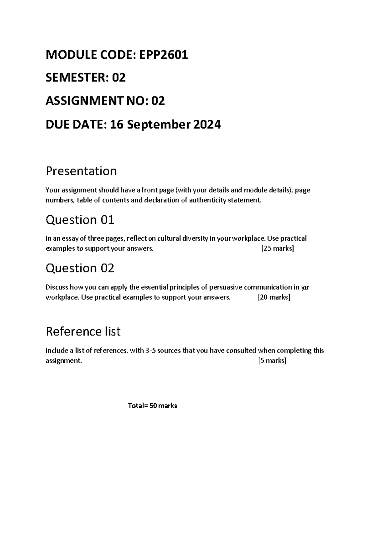 EPP2601 Assignment 02 02 September 2024 (007) (4) 240902 154315 ...