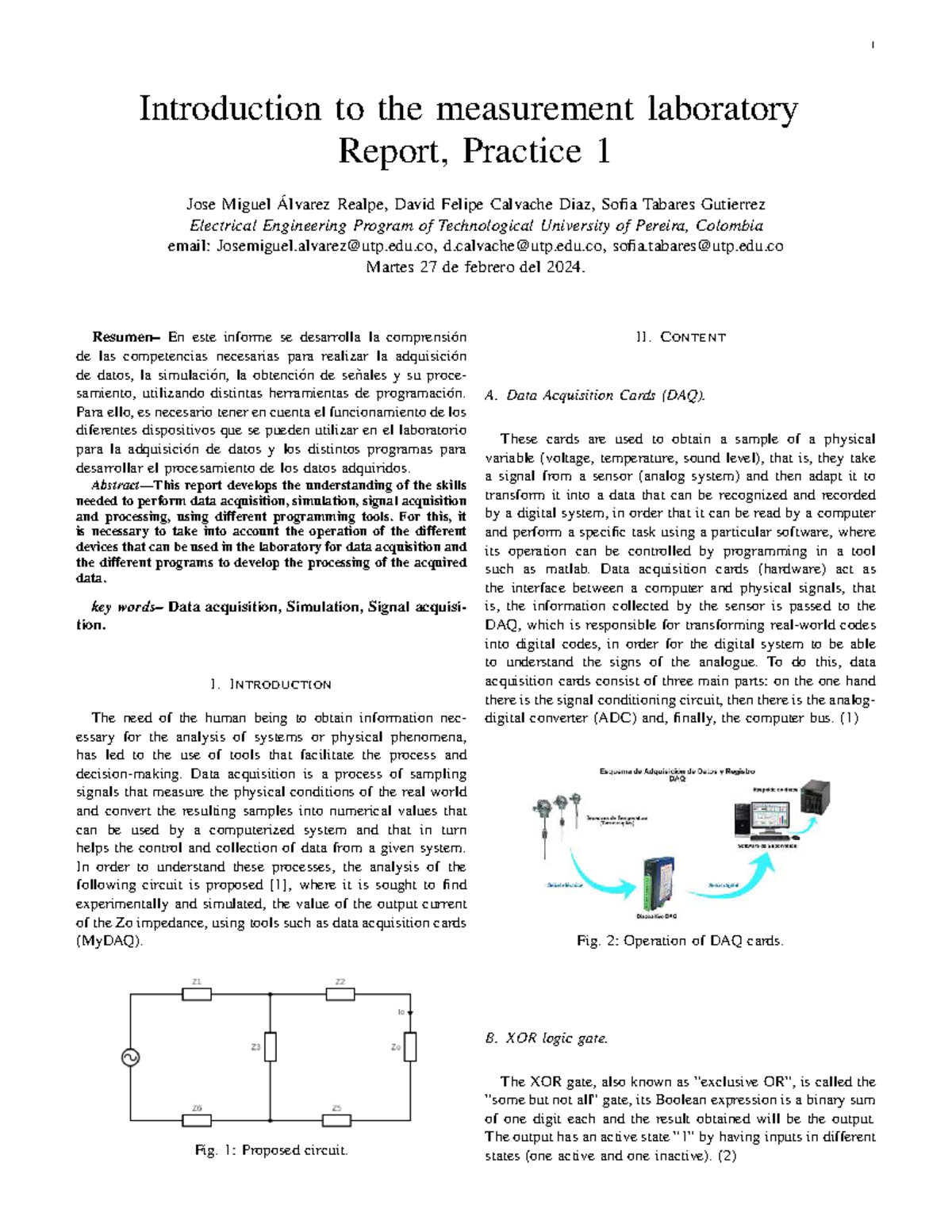 Electrical Engineering Lab Report: Data Acquisition with MyDAQ (EEG 101 ...