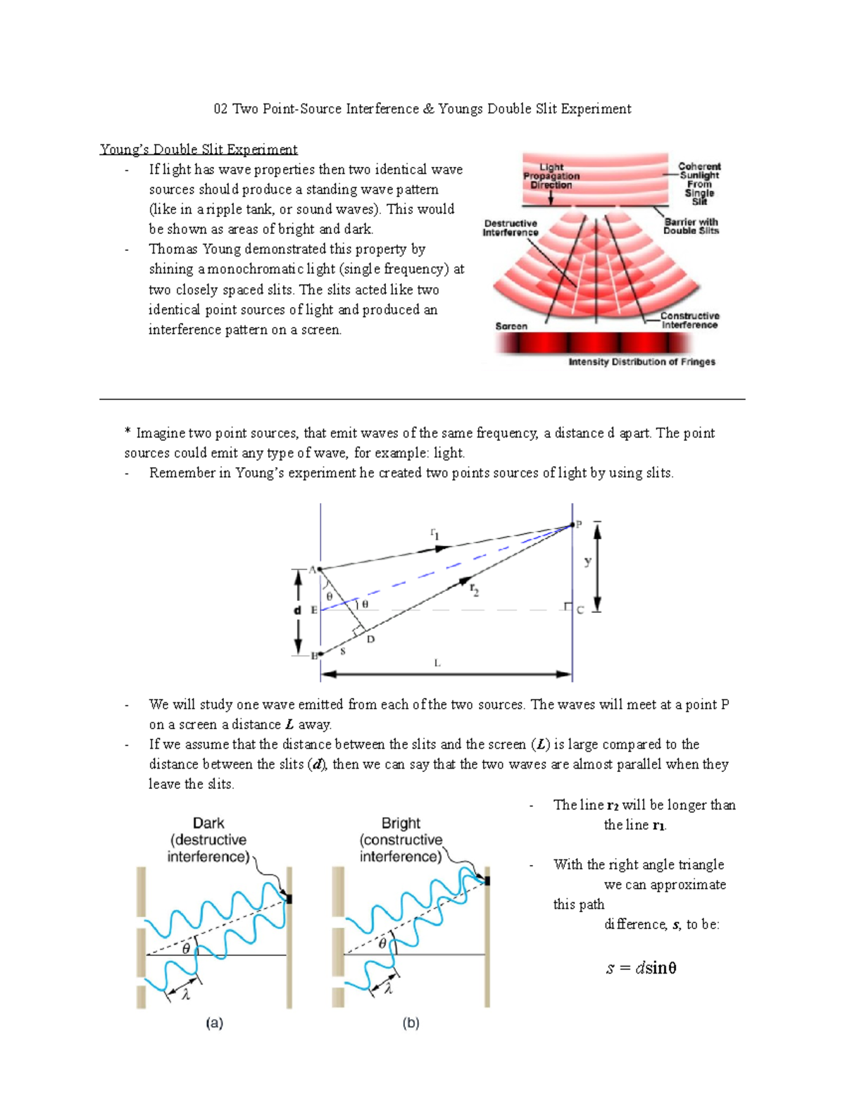 02 Two Point-Source Interference: Young's Double Slit Experiment ...