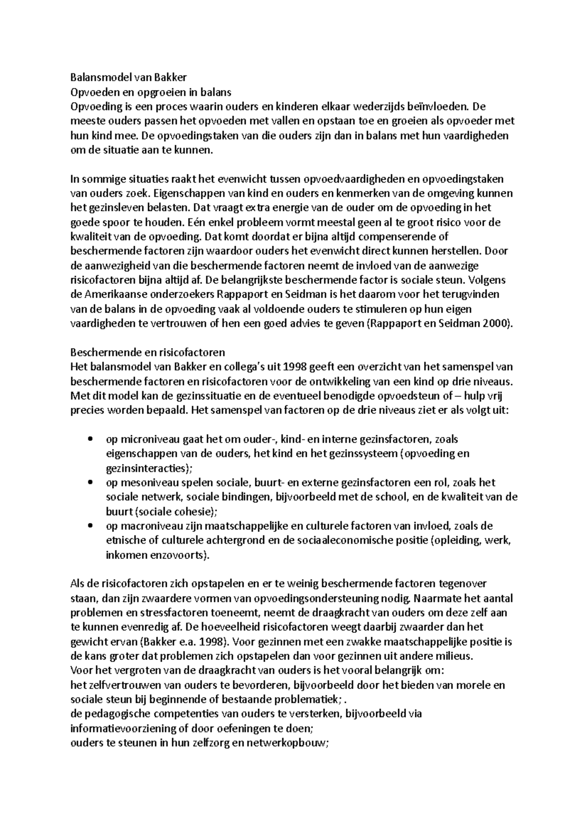 Balansmodel van Bakker: Analyse van Beschermende en Risicofactoren ...
