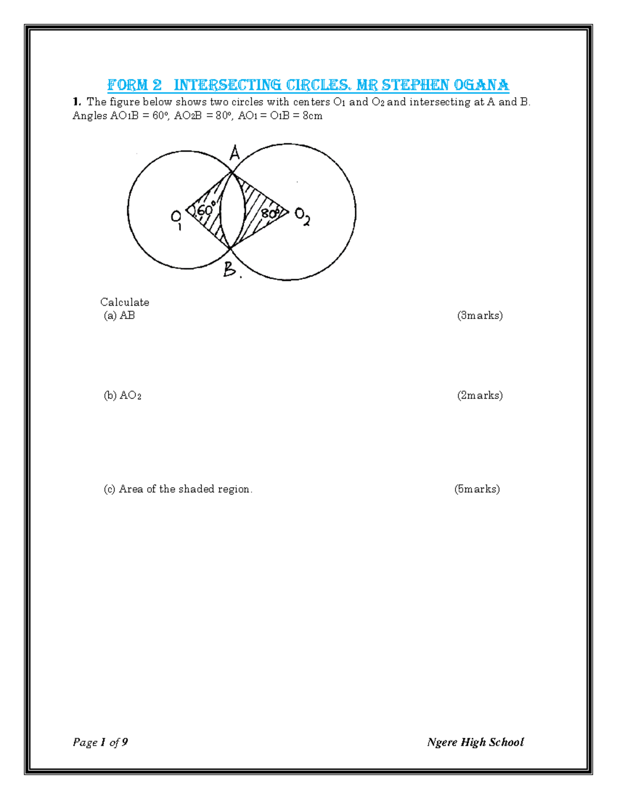 2.12 Intersecting Circles: Geometry Calculations and Area Analysis ...