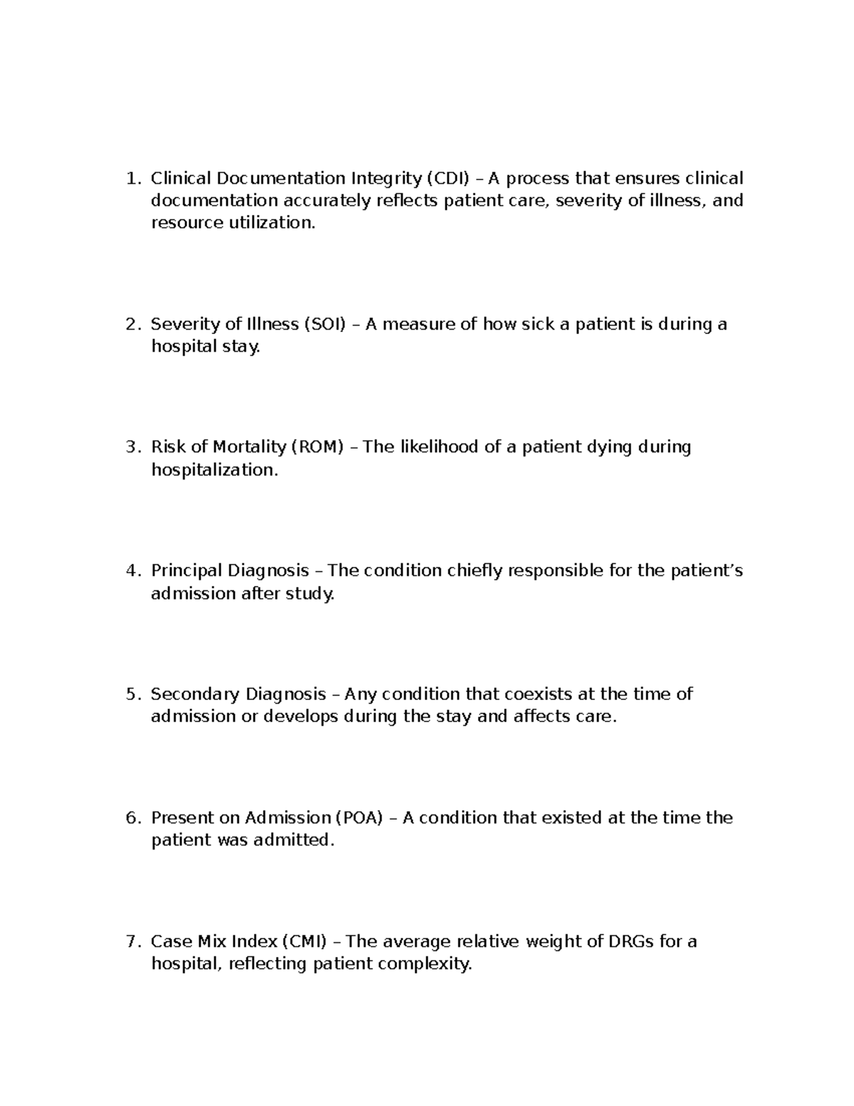 CDI Final Coaching: Key Concepts and Rationale - Studocu