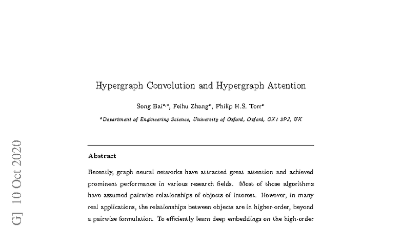 Hypergraph Convolution & Attention: Advances in GNNs (ENGS 1901) - Studocu
