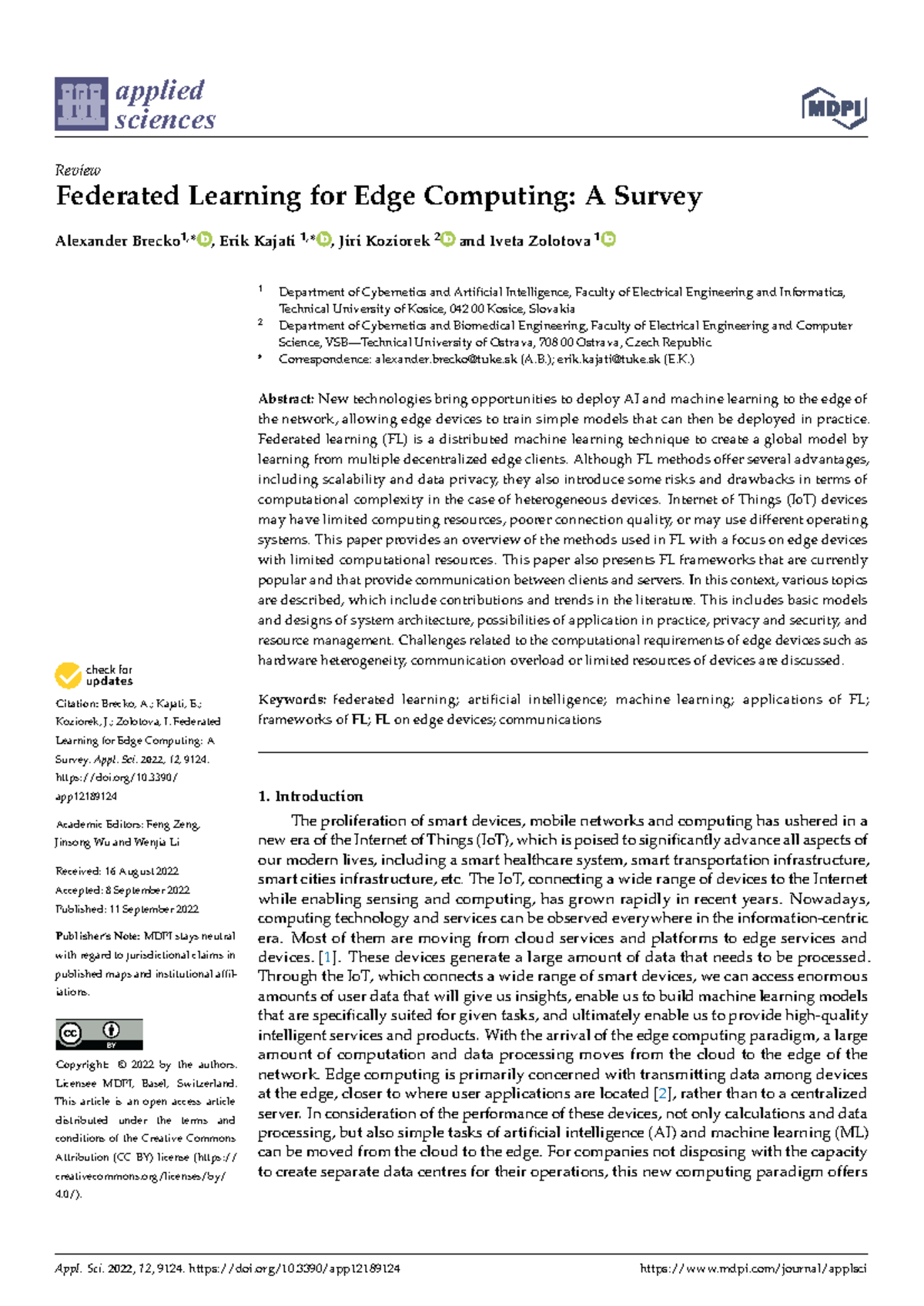 Federated Learning for Edge Computing A Survey - Citation: Brecko, A ...