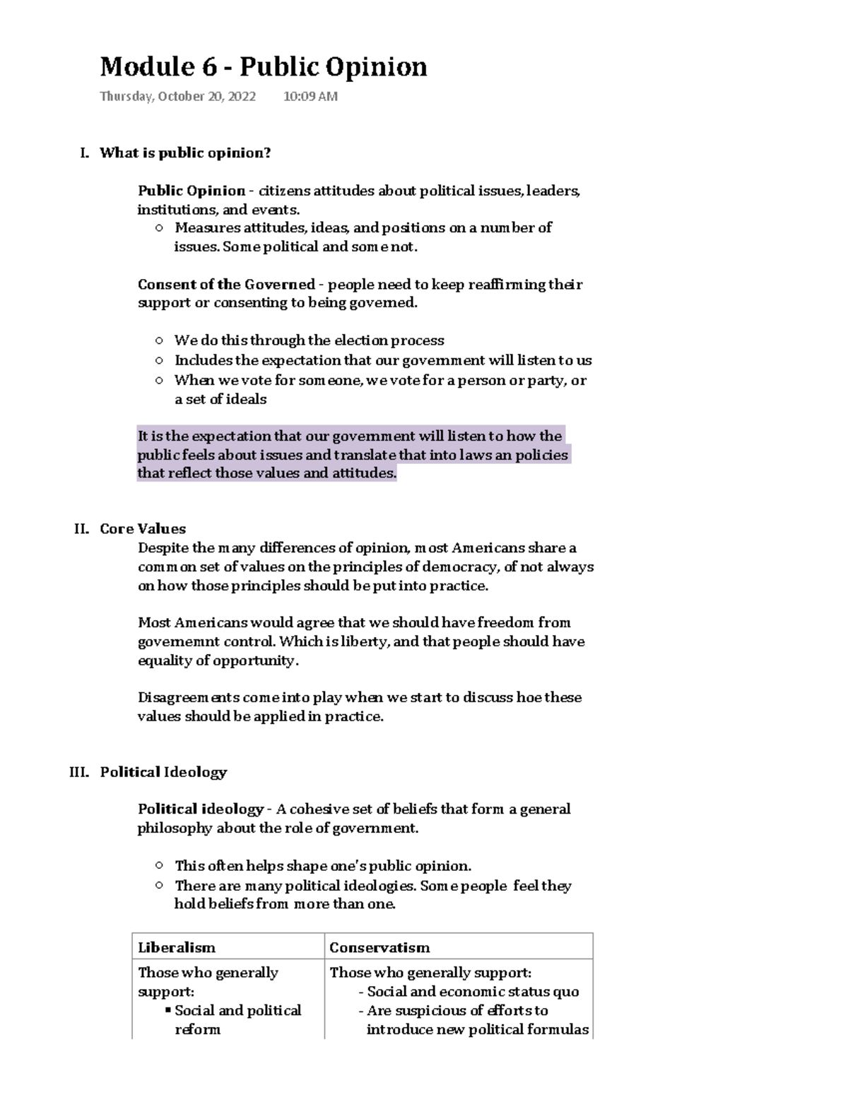 POL1013 - Module 6 - This lecture goes over political ideologies and ...