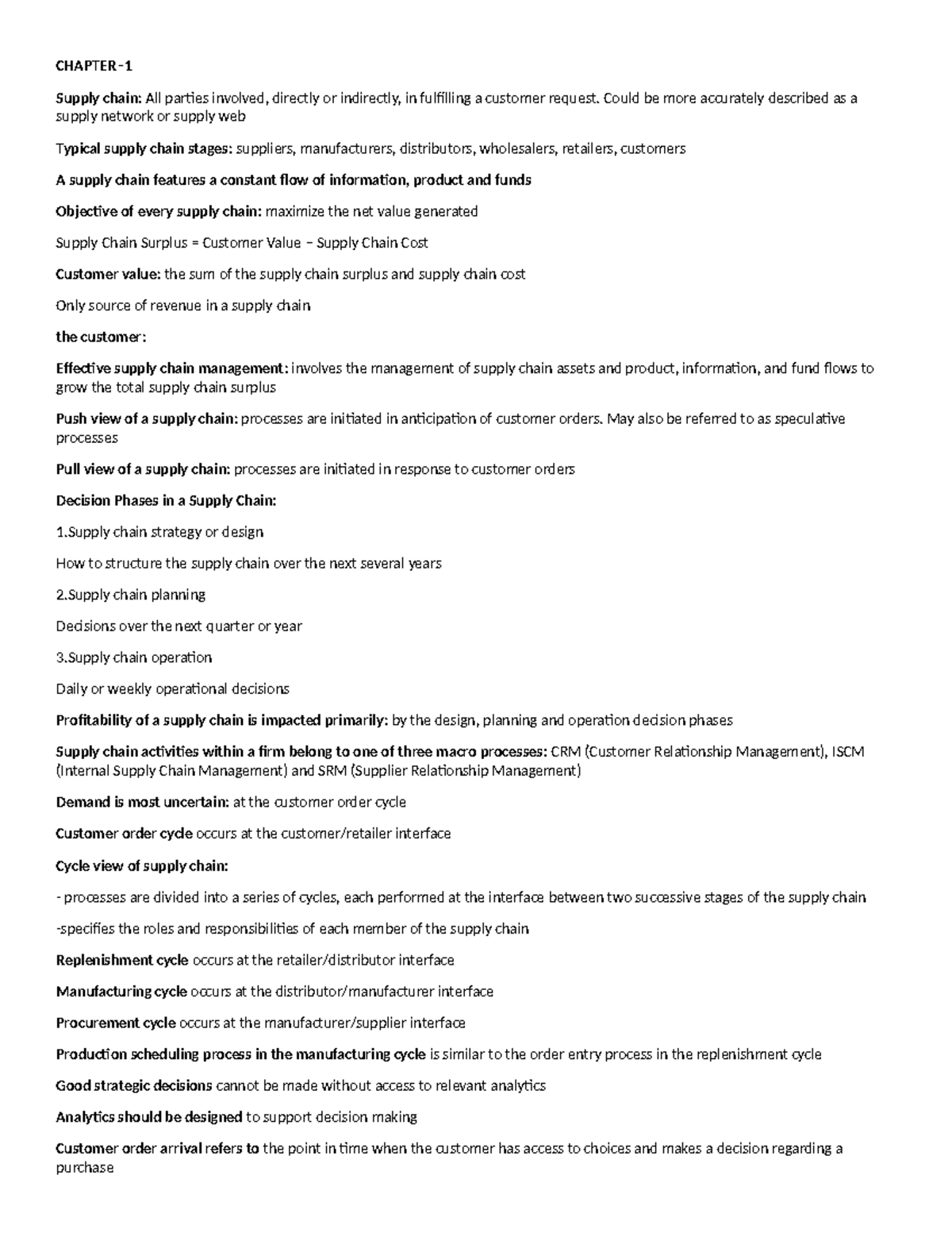 SCM 101: Comprehensive Midterm Notes on Supply Chain Management - Studocu