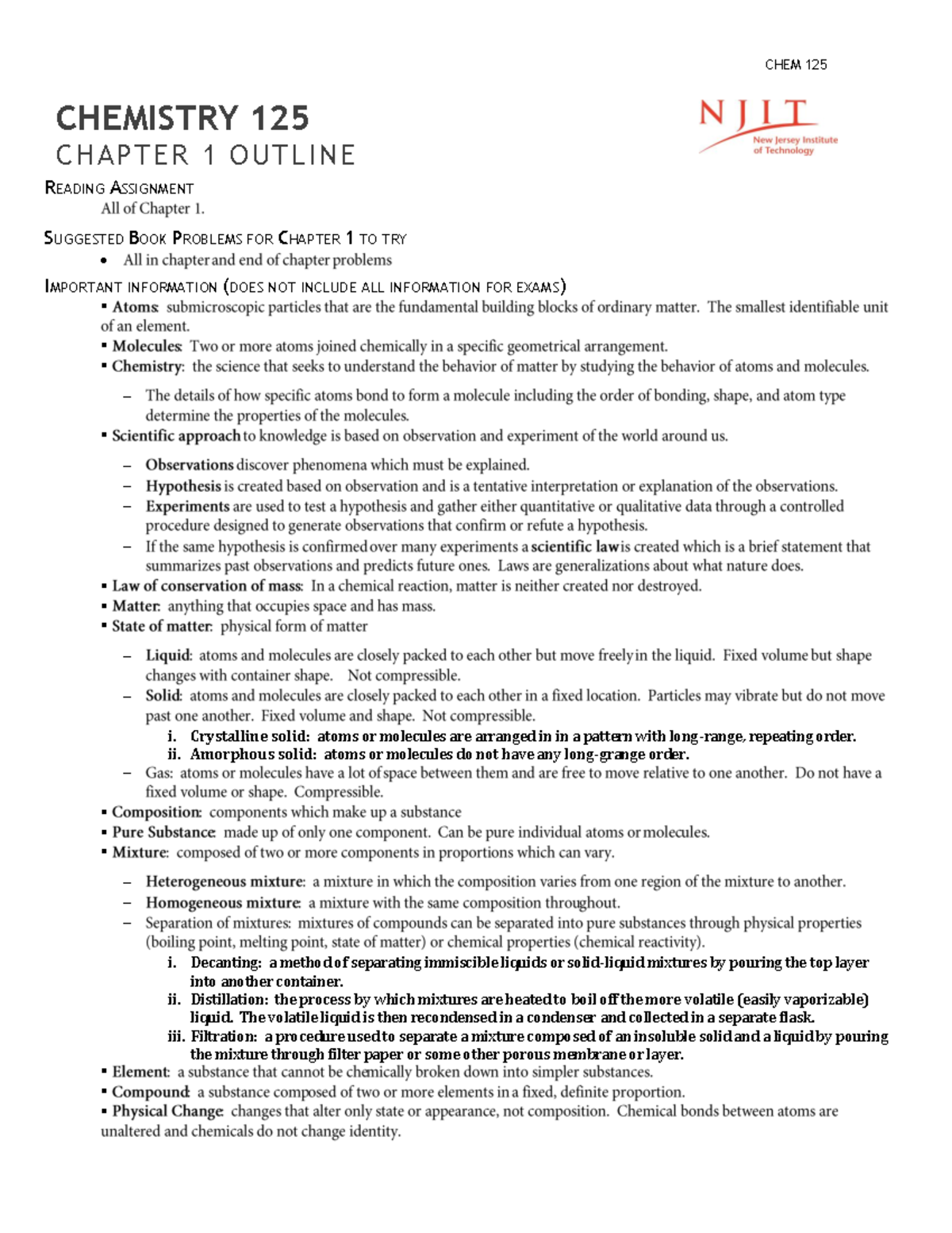 Chapter+1+Outline+Chem+125+F21 - CHEMISTRY 12 5 C H APT ER 1 OUTL IN E ...